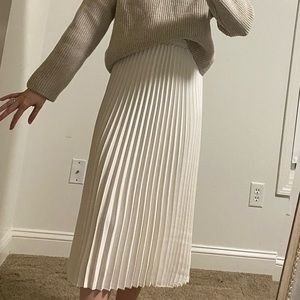 White/cream pleated midi skirt